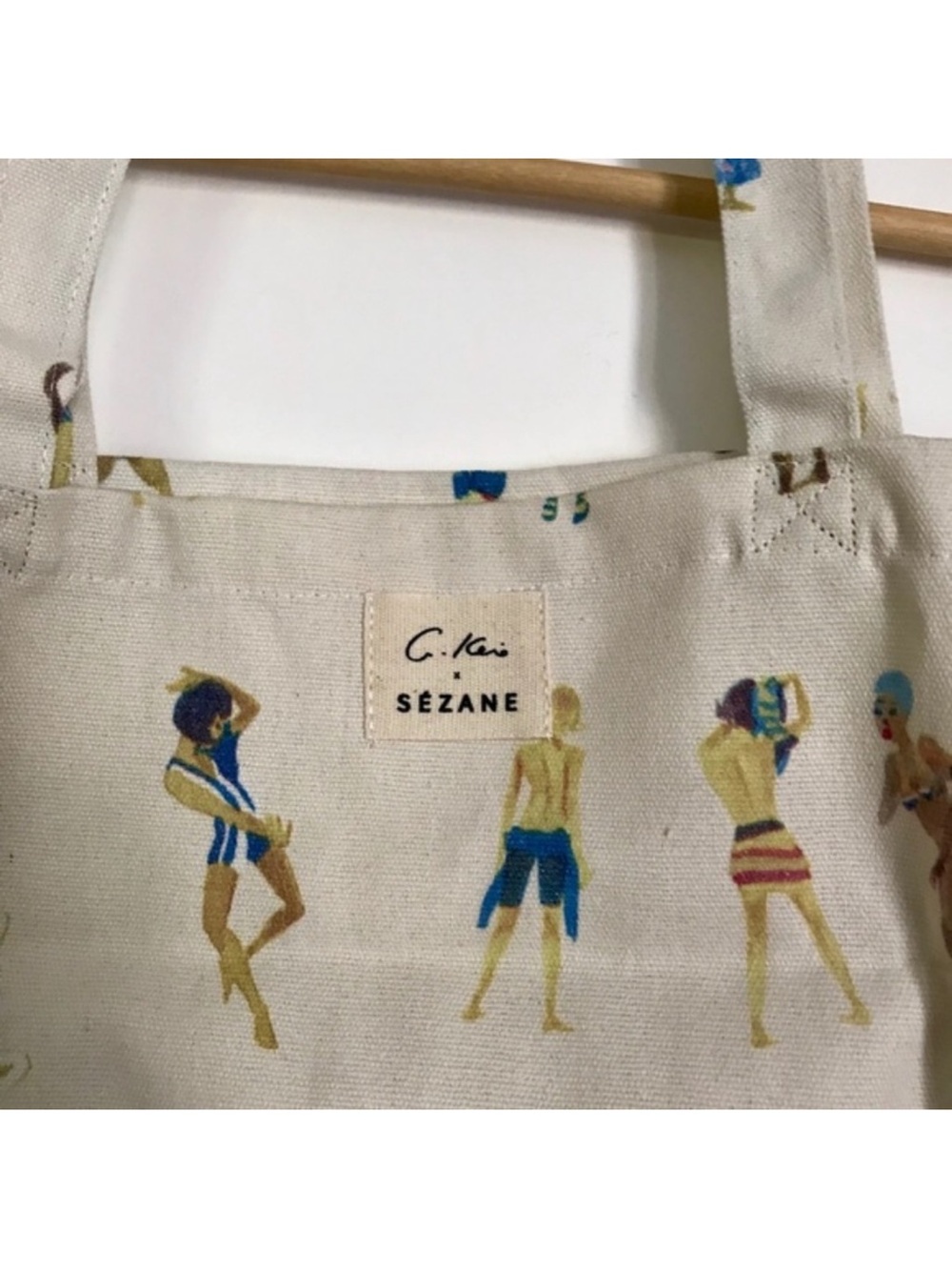 Sezane G. Kero limited Canvas Tote with iconic Swimsuit Print - Picture 2 of 2